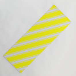 [ Thumbnail: Yellow and Lavender Colored Striped Pattern Yoga Mat ]