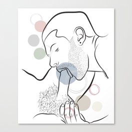 Gay Couple Blowjob Erotic Line art Minimalist Canvas Print