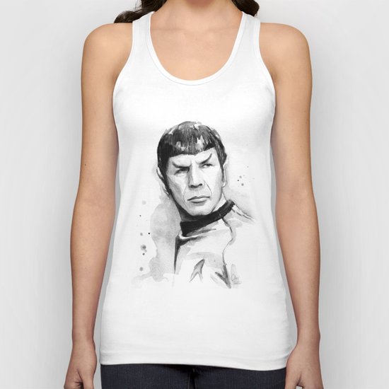 Spock Portrait Watercolor Sci-fi Geek Art Unisex Tank Top