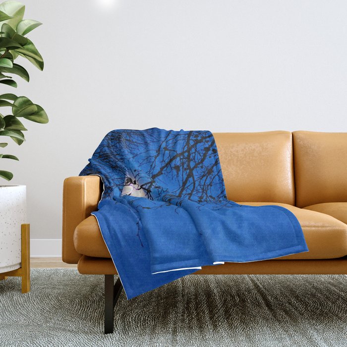 Winter Bare Trees Branches Night Moon Throw Blanket