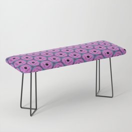 Modern, abstract, geometric pattern in orchid pink, hippie blue, purple, plum, black, white  Bench