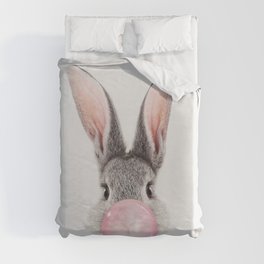 Rabbit with Bubble Gum Duvet Cover