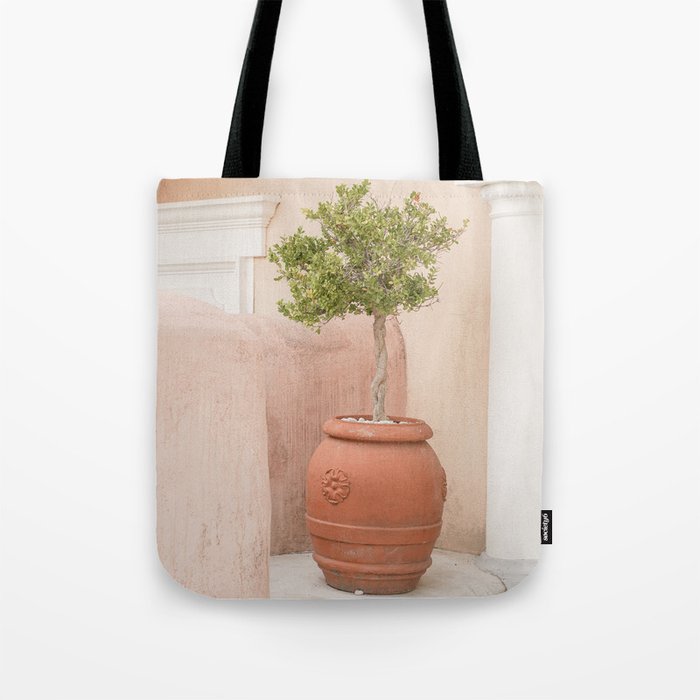 Pink Pastels in Positano, Italy | Green Plant Botanical Art Print | Boho Architecture Travel Photography Tote Bag