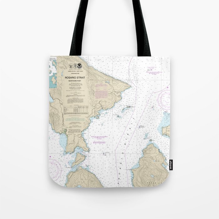 Rosario Strait Northern Part Washington Nautical Chart 18430 Tote Bag