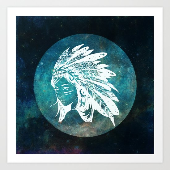 Moon Child Goddess Bohemian Girl Art Print
