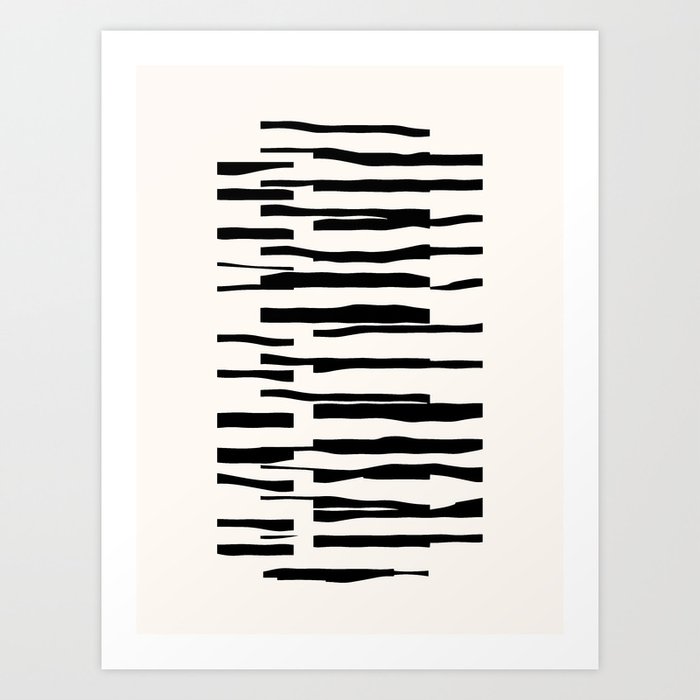 Organic No. 13 Black & Off-White | Minimalist Line Abstract Art Print