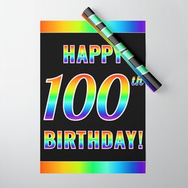 [ Thumbnail: Fun, Colorful, Rainbow Spectrum “HAPPY 100th BIRTHDAY!” Wrapping Paper ]