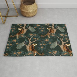Vintage tiger and peacock Area & Throw Rug