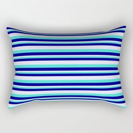 [ Thumbnail: Turquoise, Blue, and Lavender Colored Lined Pattern Rectangular Pillow ]