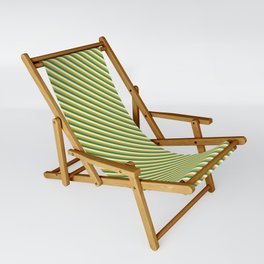 [ Thumbnail: Sea Green, Light Yellow, and Goldenrod Colored Stripes/Lines Pattern Sling Chair ]