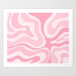 Modern Retro Liquid Swirl Abstract in Pretty Pastel Pink Art Print