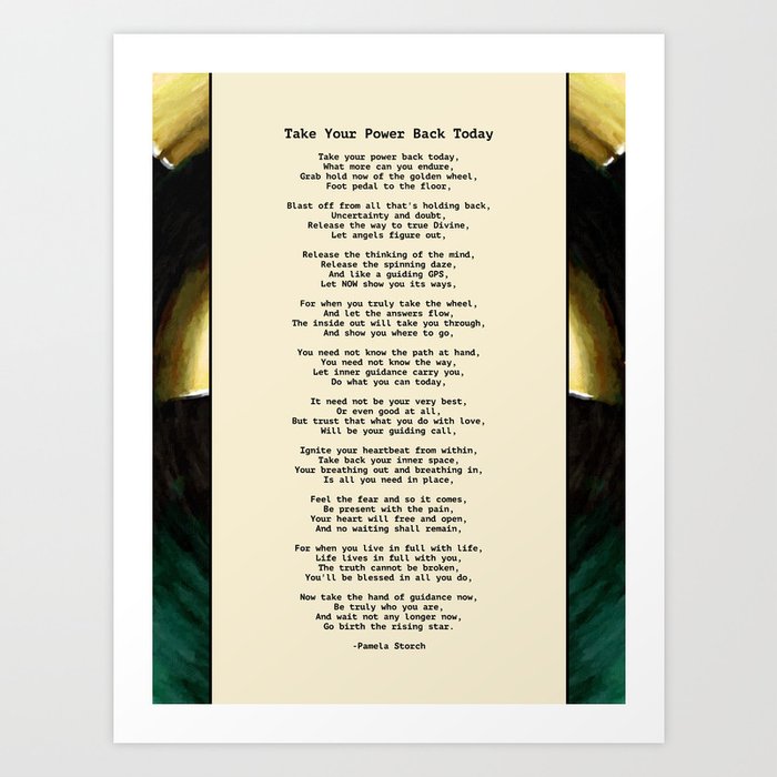 Take Your Power Back Today Poem Art Print