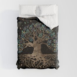 Tree of life -Yggdrasil Golden and Marble ornament Duvet Cover