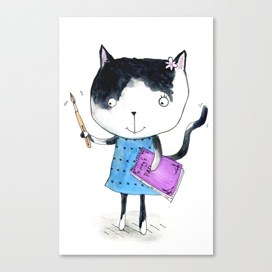 Creative Mono Cat Canvas Print