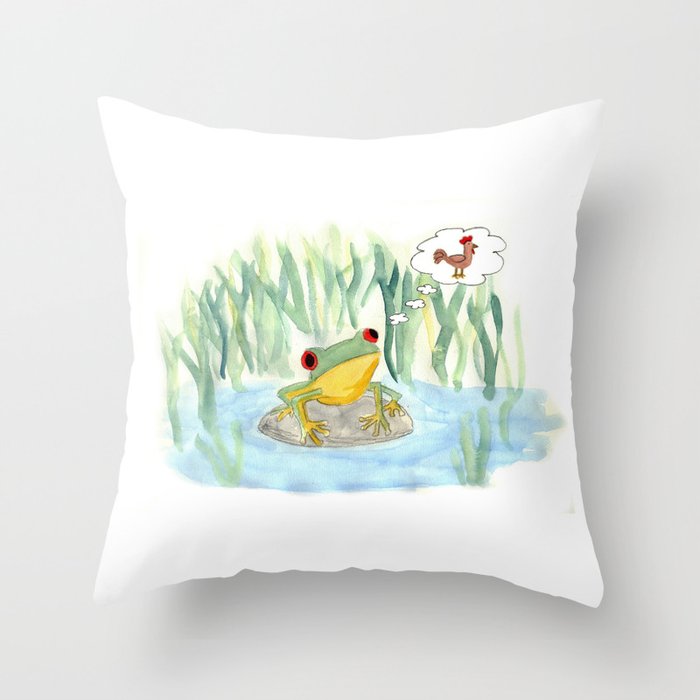 The story of the Chicken Frog Throw Pillow