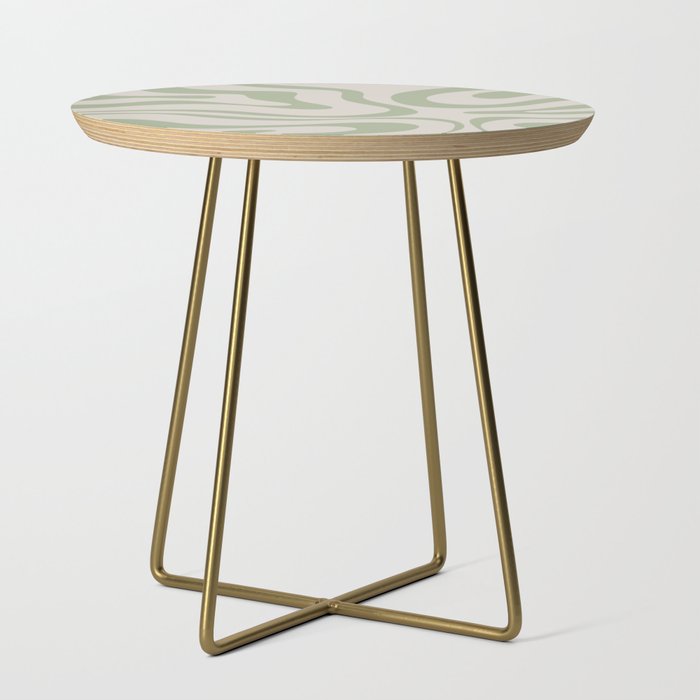 Liquid Swirl Abstract Pattern in Almond and Sage Green Side Table