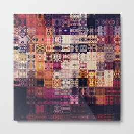 art abstract colorful geometric pattern; paper textured tiled background in purple, viole, fuchsia, red, orange, black and beige white colors Metal Print