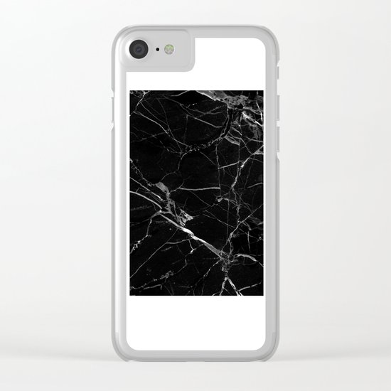 Black Marble Clear iPhone Case