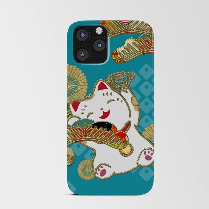Japanese lucky cat pattern iPhone Card Case