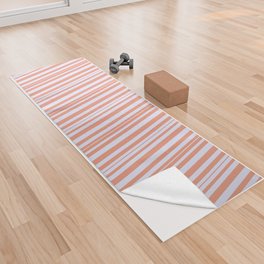 [ Thumbnail: Dark Salmon & Lavender Colored Stripes Pattern Yoga Towel ]