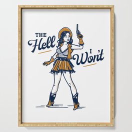 The Hell I Won't: Retro Cowgirl V.2 Serving Tray