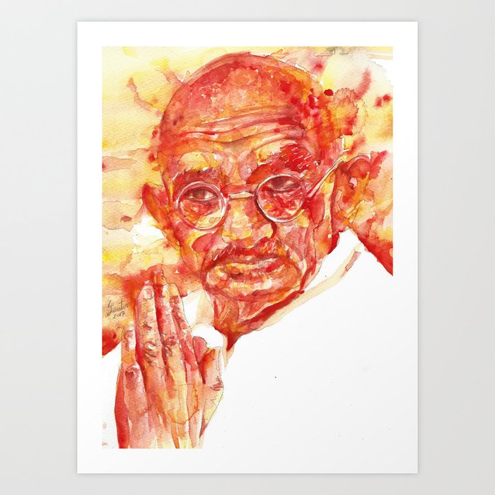 Mahatma Gandhi Watercolor Portrait Art Print By Lautir Society6