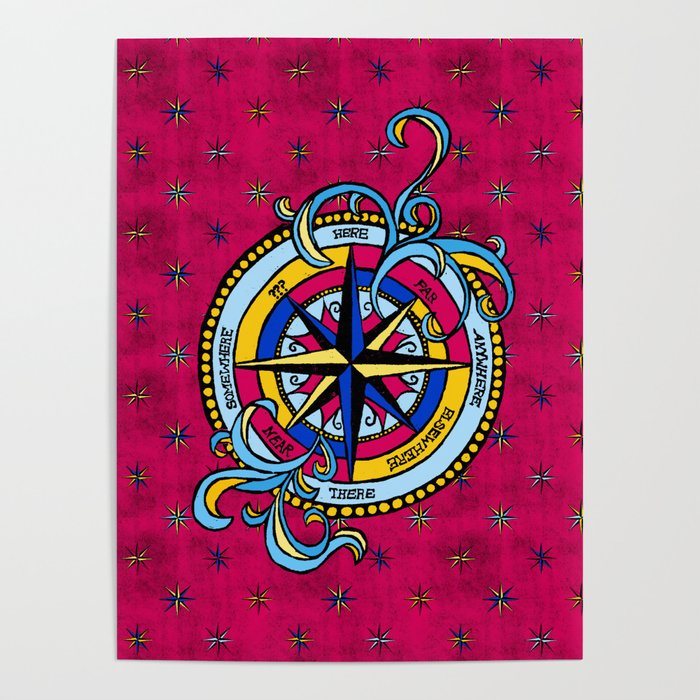 Choose Your Adventure Compass Rose - Red Poster