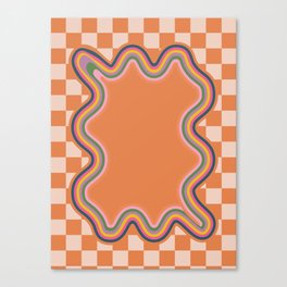 90s Checkerboard - Orange 1 Canvas Print