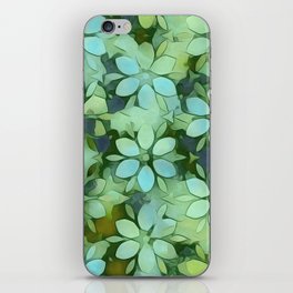 Modern Rainbow Flowers Green Aqua iPhone Skin
