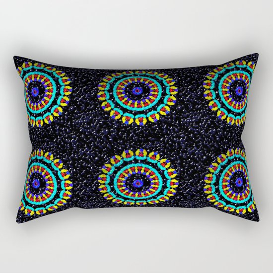 Kaleidoscope Patterns Against Black Rectangular Pillow