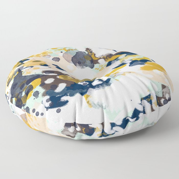 Sloane - Abstract painting in modern fresh colors navy, mint, blush, cream, white, and gold Floor Pillow