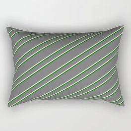 [ Thumbnail: Dim Gray, Beige & Dark Green Colored Pattern of Stripes Rectangular Pillow ]