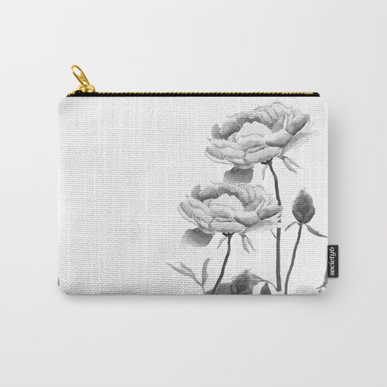 black and white peonies Carry-All Pouch