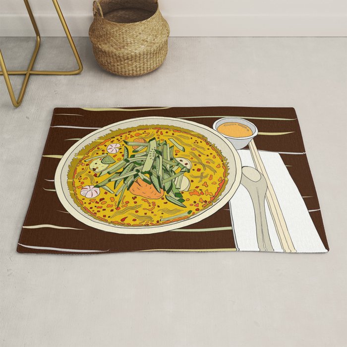 Singapore Laksa Noodle Rug by La Maison du Lapino Society6