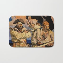 “Pirates” Treasure Island Cover by NC Wyeth Bath Mat