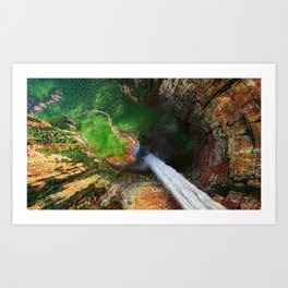 Venezuela, Angel Falls waterfalls, Auyán-tepui mountain in the Canaima National Park color landscape nature photograph / photography Art Print