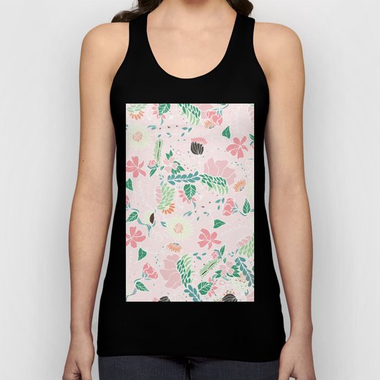 Modern pastel floral handdrawn blush pink illustration Unisex Tank Top