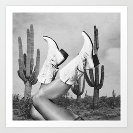 These Boots - Cactus & Yeehaw B&W Art Print