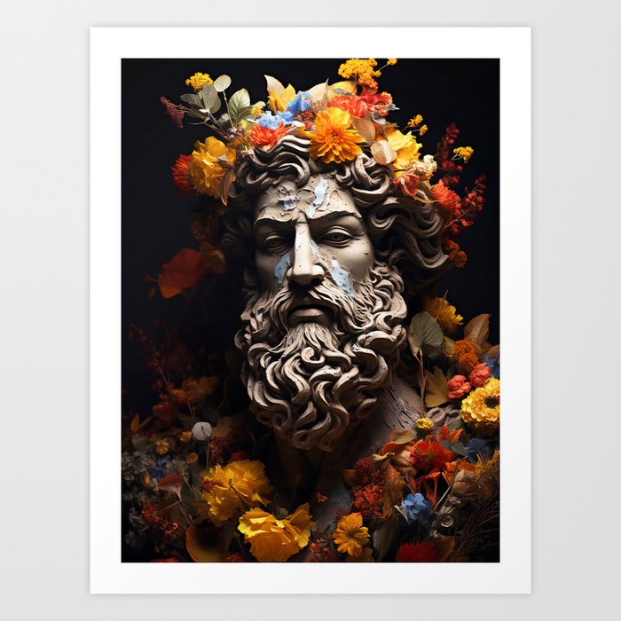 Greek floral statue Art Print
