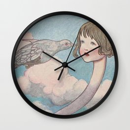 A LARGE PIGEON HAS FLOWN INTO HER FACE! - CHARLES ROBINSON Wall Clock