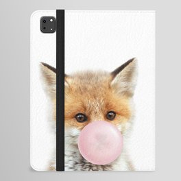 Baby Fox Blowing Bubble Gum, Pink Nursery, Baby Animals Art Print by Synplus iPad Folio Case