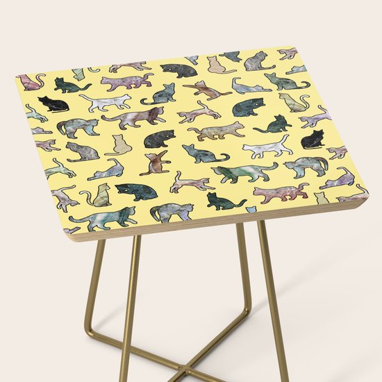 Cats Shaped Marble Sun Yellow Side Table By Notsniw Society6