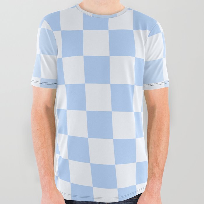 Checked Orb Subtle Warp Check Pattern in Light Blue All Over Graphic Tee