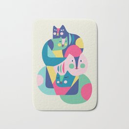The cozy cats Bath Mat | Graphite, Catprint, Graphicdesign, Catdecor, Childrenwallart, Pattern, Digital, Cats, Catposter, Midcenturymodern 