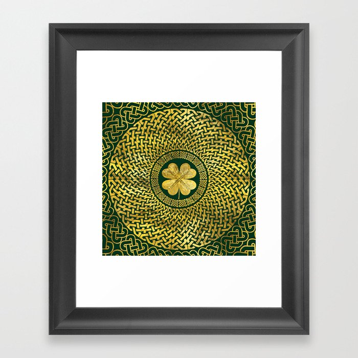 Irish Four-leaf clover with Celtic Knot Framed Art Print