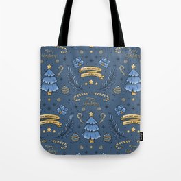 Gold & Blue Christmas Tote Bag