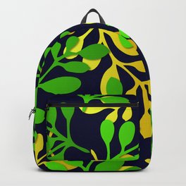 Black, Green & Yellow Color Leaves Funar Pattern Design  Backpack
