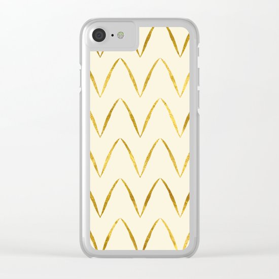 Cream Gold Foil 05 Clear iPhone Case