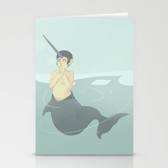 Narwhal Mermaid Stationery Cards