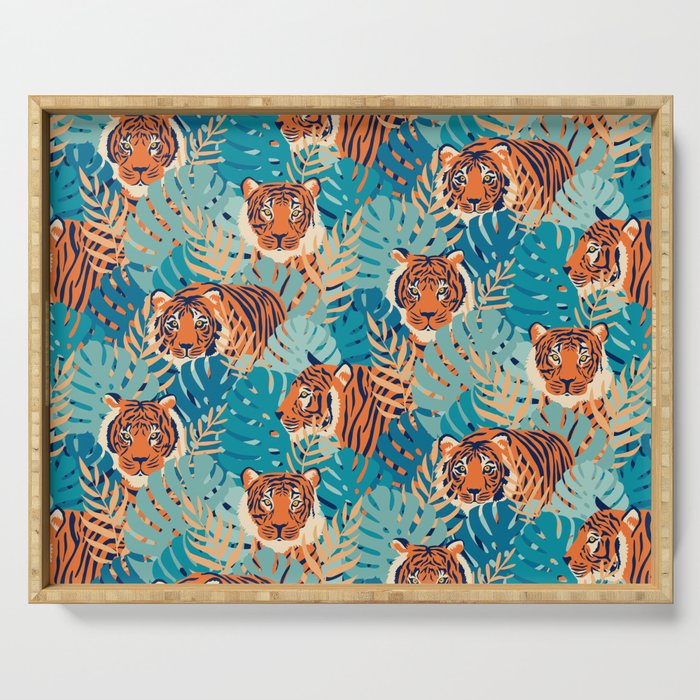 Jungle Tiger - Blue Suede Serving Tray
